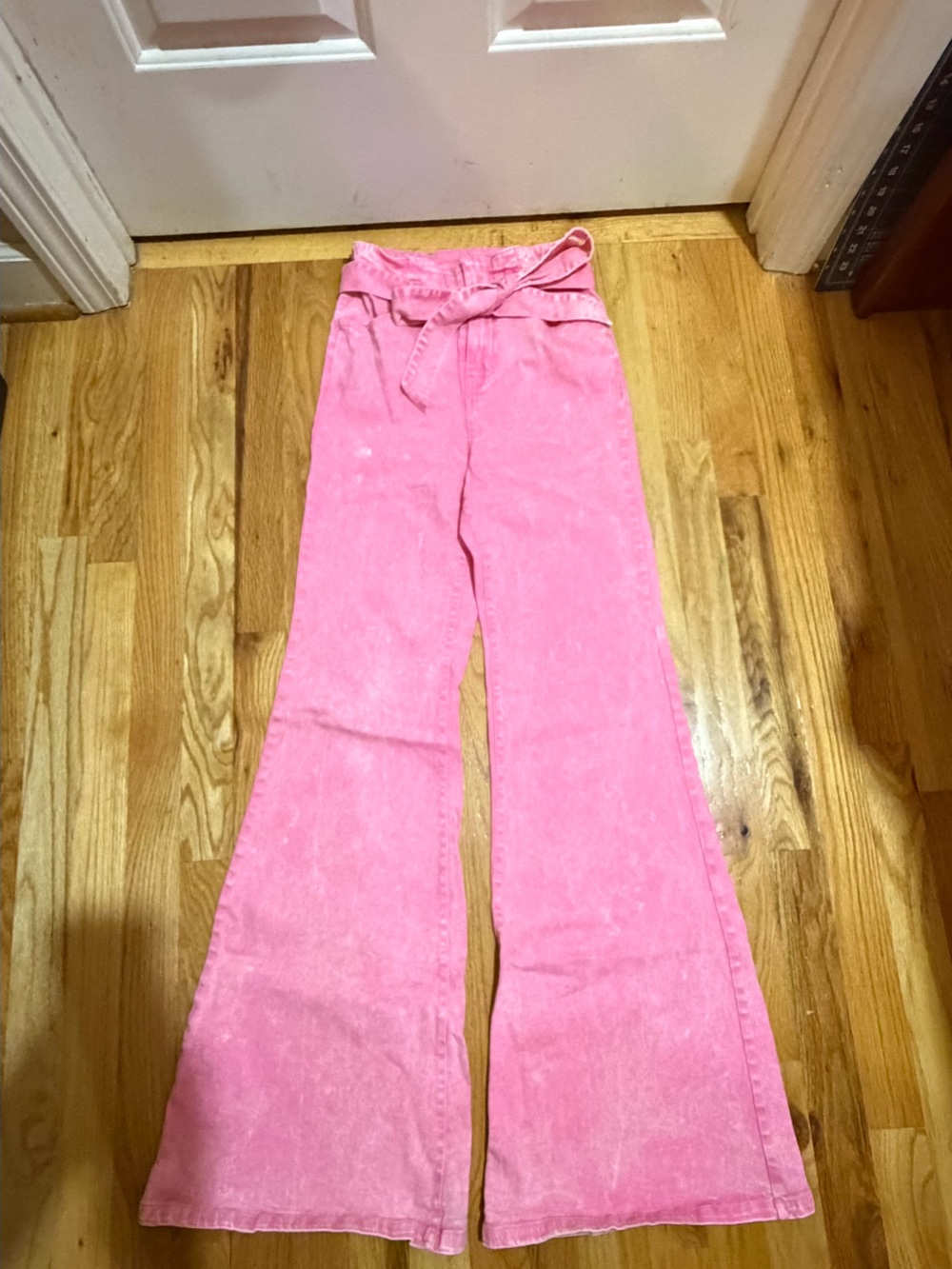 Flying Tomato Pink Mineral Washed Wide Leg Pants